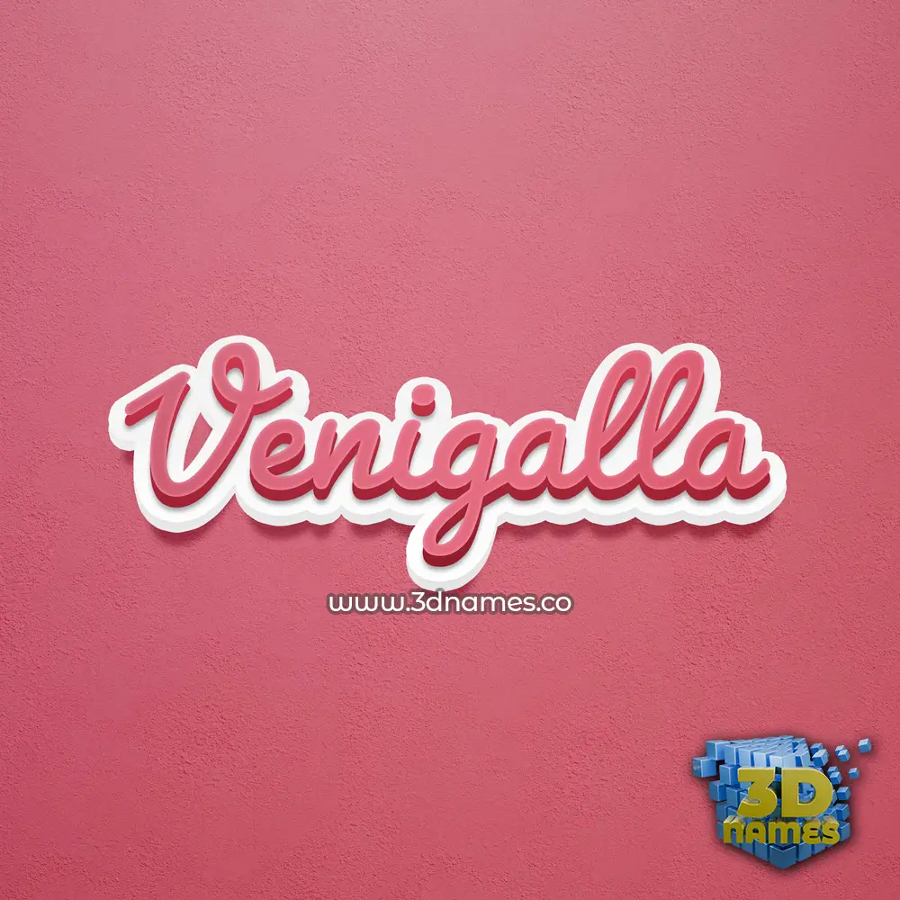 venigalla in Red Scribble style - 3D name wallpaper
