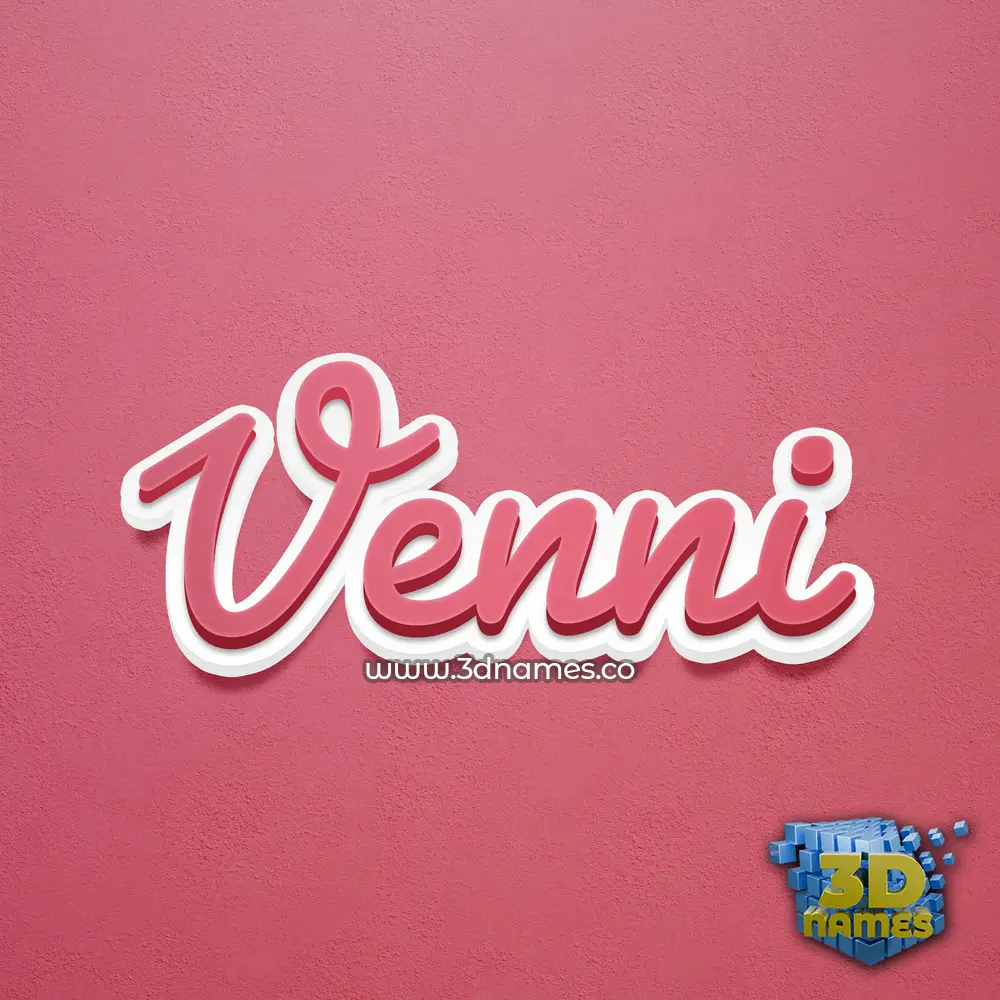 venni in Red Scribble style - 3D name wallpaper