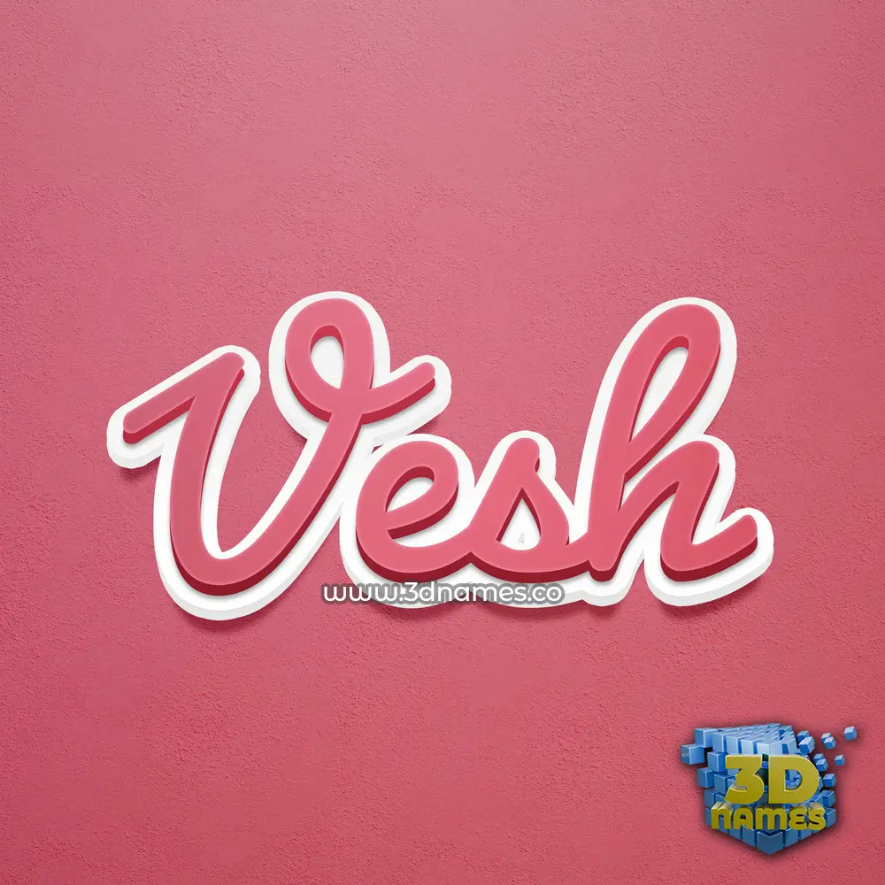 vesh in Red Scribble style - 3D name wallpaper