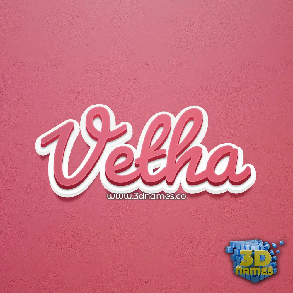 vetha in Red Scribble style - 3D name wallpaper