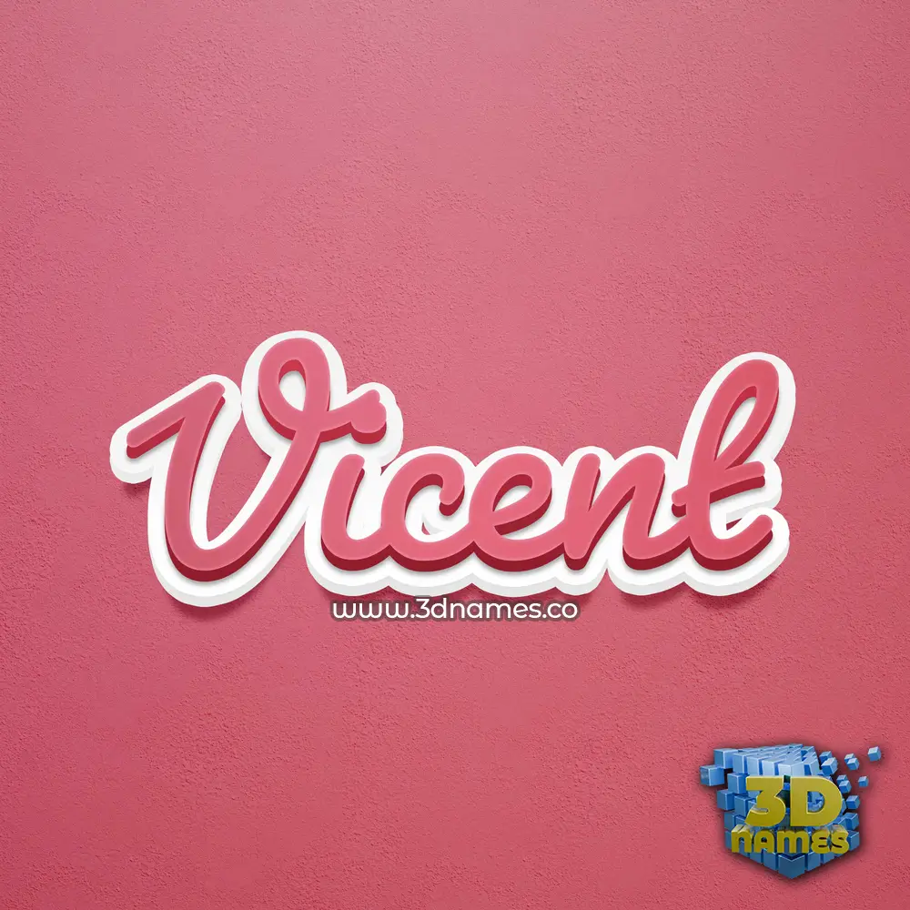 vicent in Red Scribble style - 3D name wallpaper