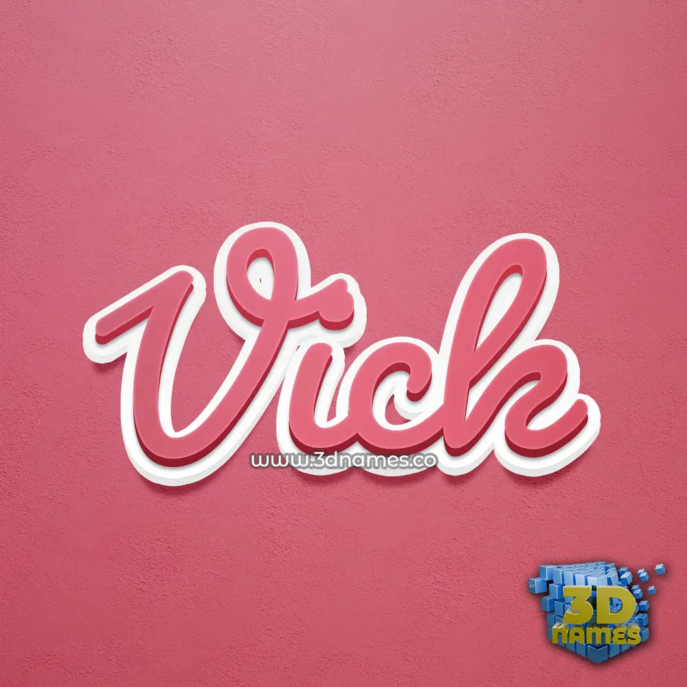 vick in Red Scribble style - 3D name wallpaper