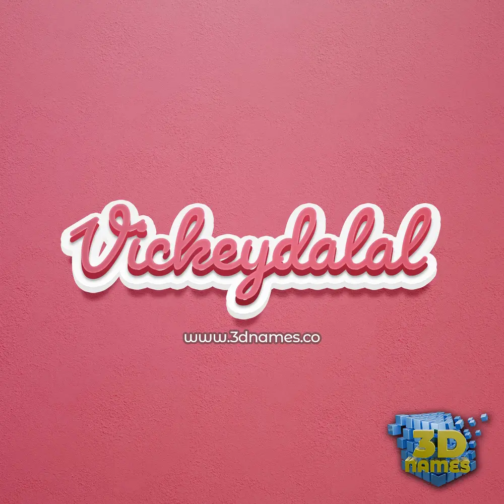 vickeydalal in Red Scribble style - 3D name wallpaper