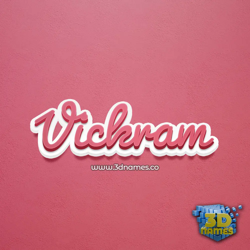 vickram in Red Scribble style - 3D name wallpaper