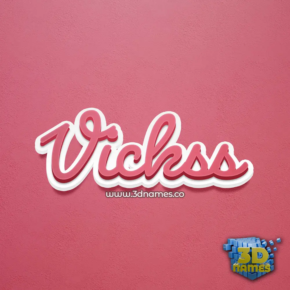 vickss in Red Scribble style - 3D name wallpaper
