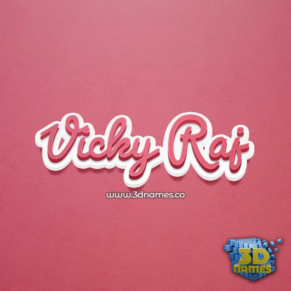 vicky raj in Red Scribble style - 3D name wallpaper