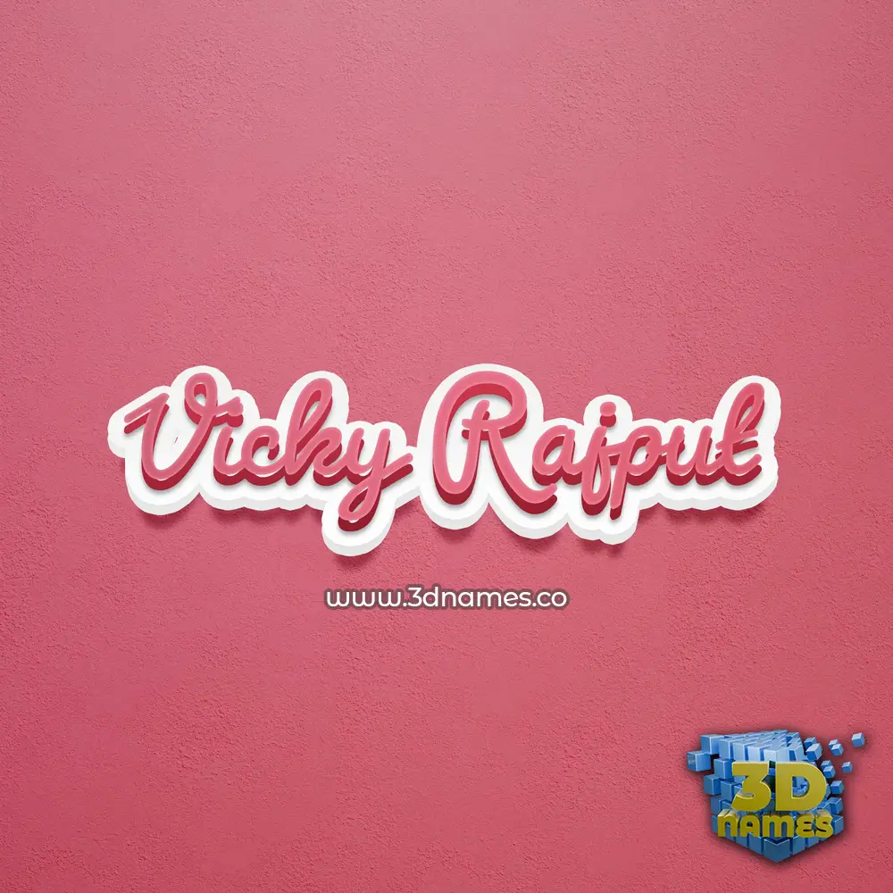vicky rajput in Red Scribble style - 3D name wallpaper