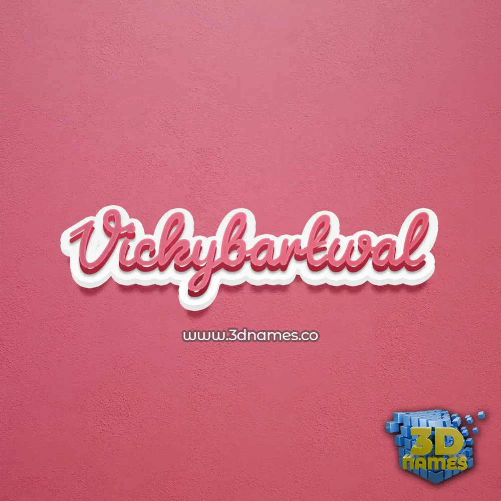 vickybartwal in Red Scribble style - 3D name wallpaper