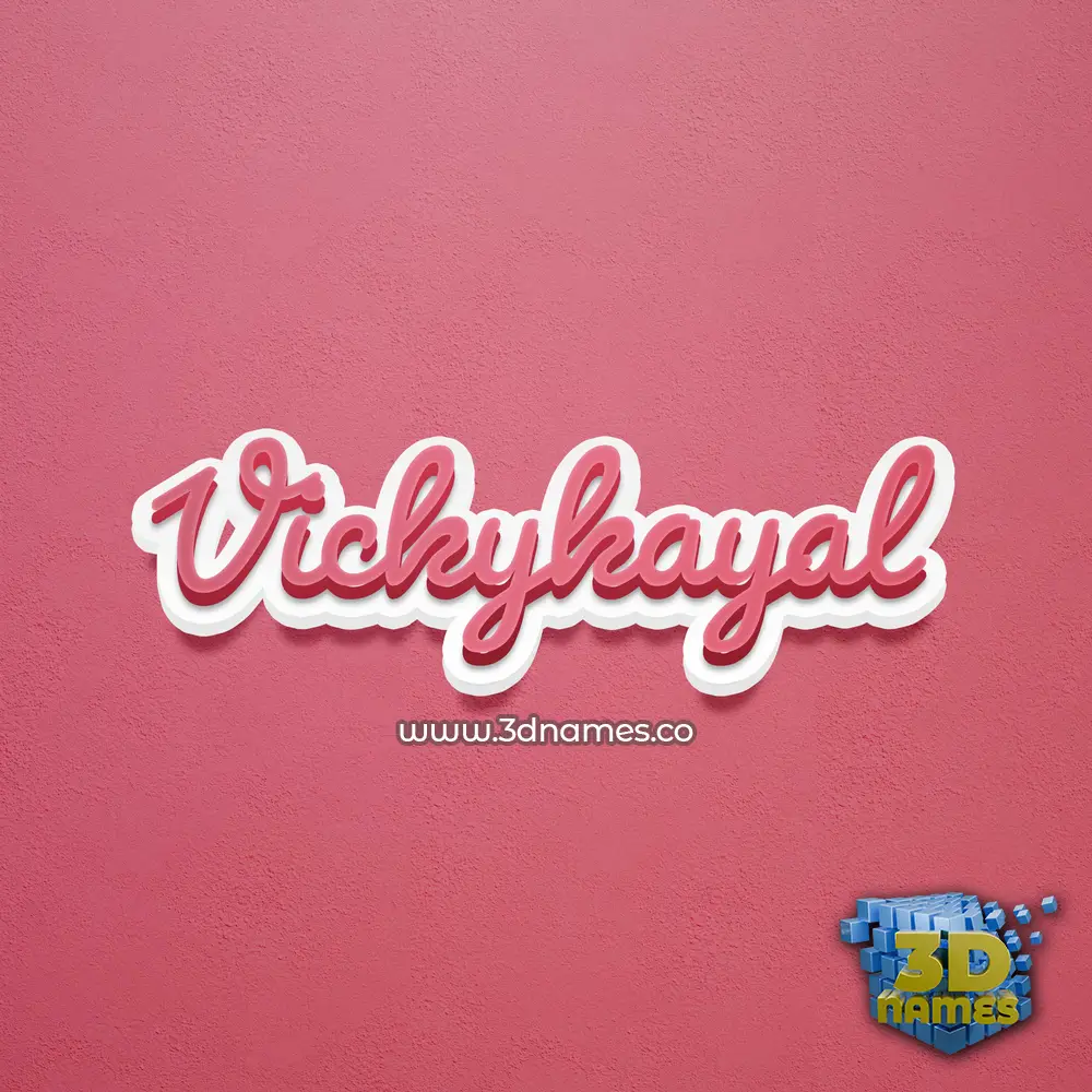 vickykayal in Red Scribble style - 3D name wallpaper