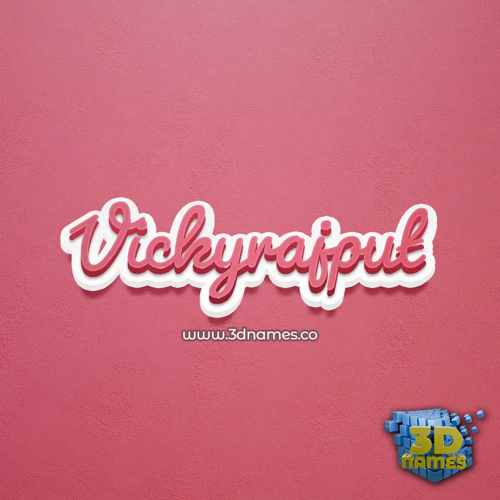 vickyrajput in Red Scribble style - 3D name wallpaper