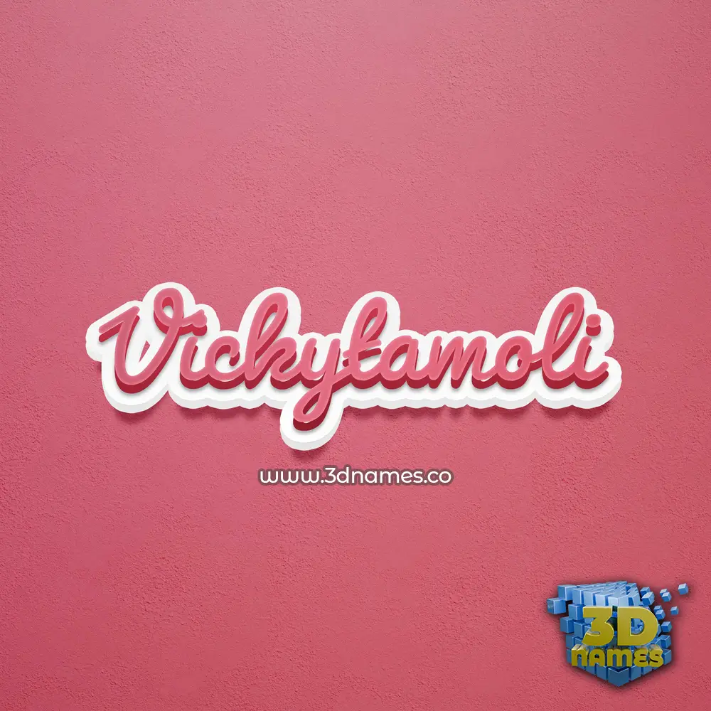 vickytamoli in Red Scribble style - 3D name wallpaper