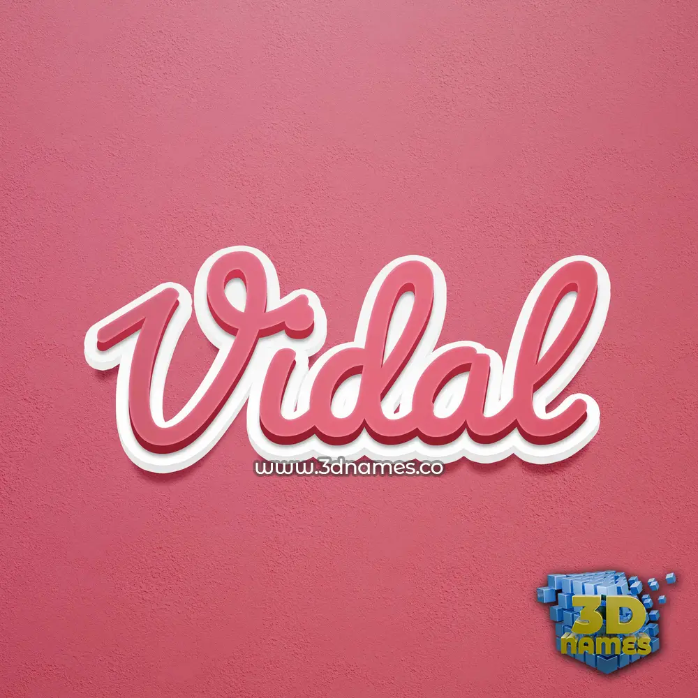 vidal in Red Scribble style - 3D name wallpaper