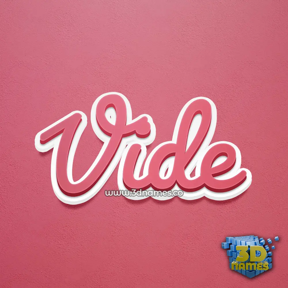 vide in Red Scribble style - 3D name wallpaper