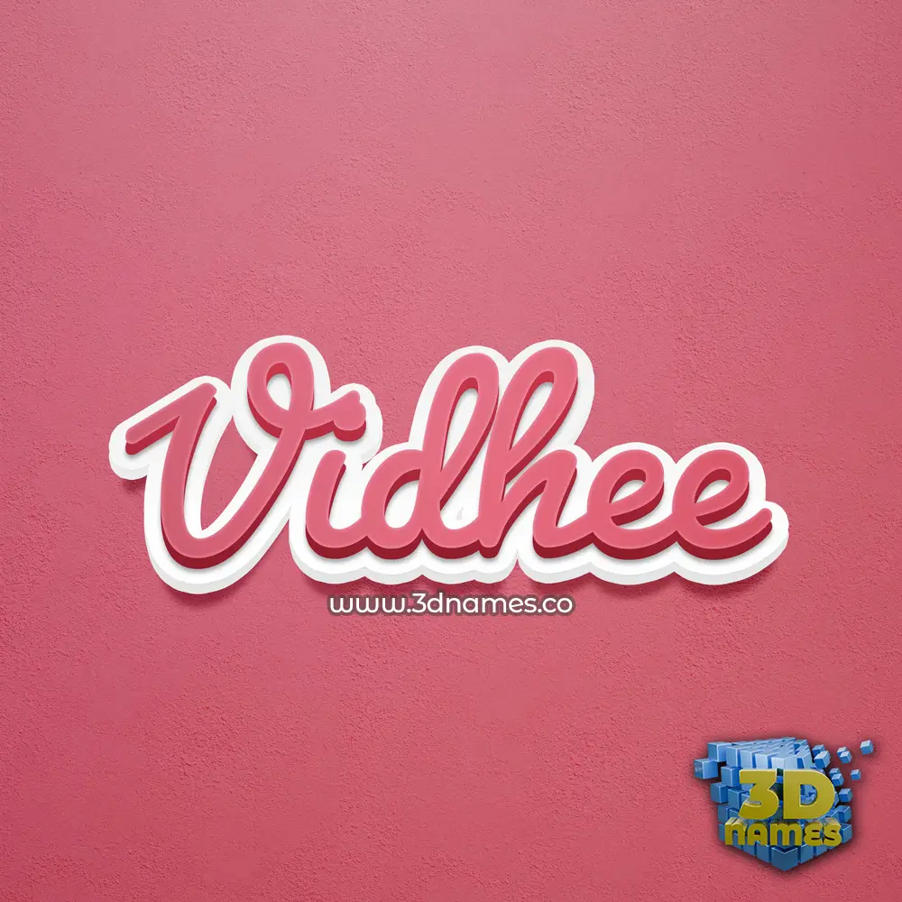vidhee in Red Scribble style - 3D name wallpaper