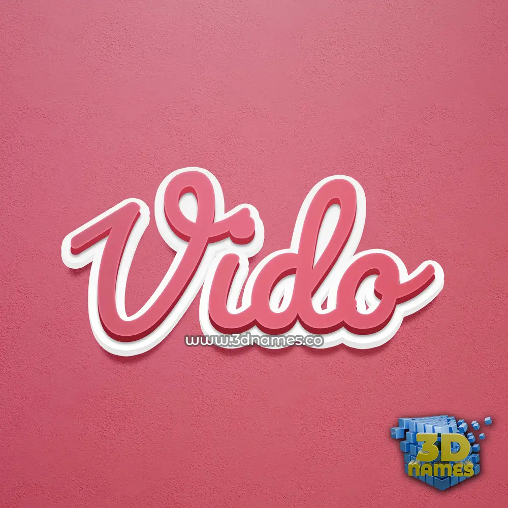 vido in Red Scribble style - 3D name wallpaper