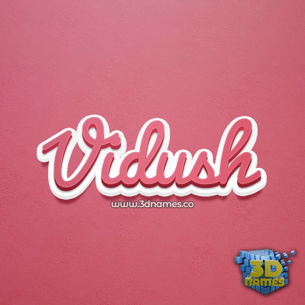 vidush in Red Scribble style - 3D name wallpaper