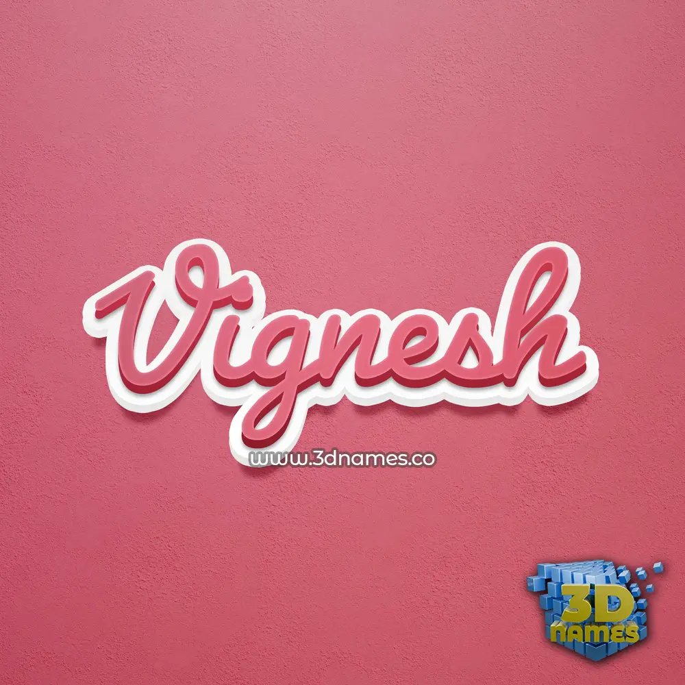 vignesh in Red Scribble style - 3D name wallpaper