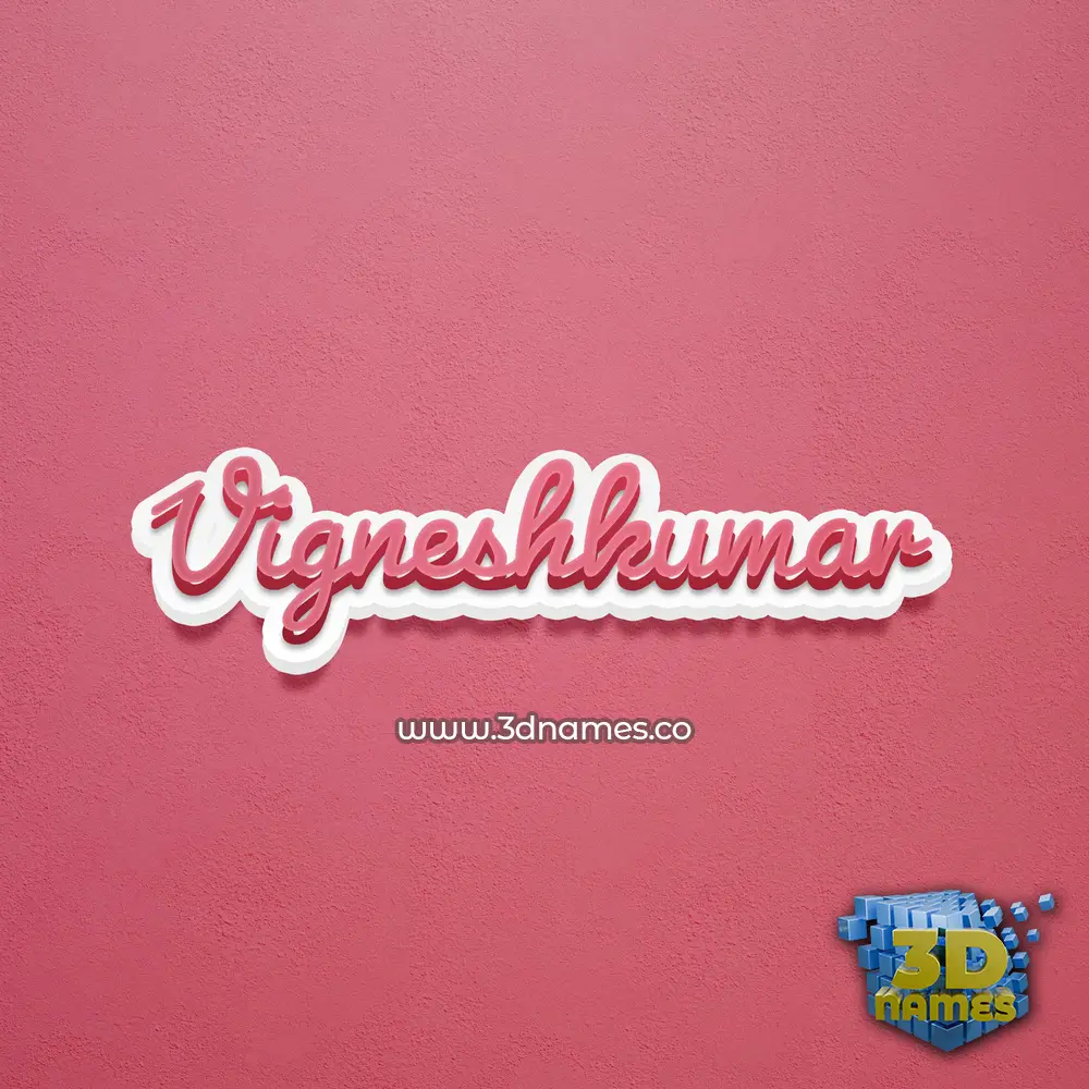 vigneshkumar in Red Scribble style - 3D name wallpaper