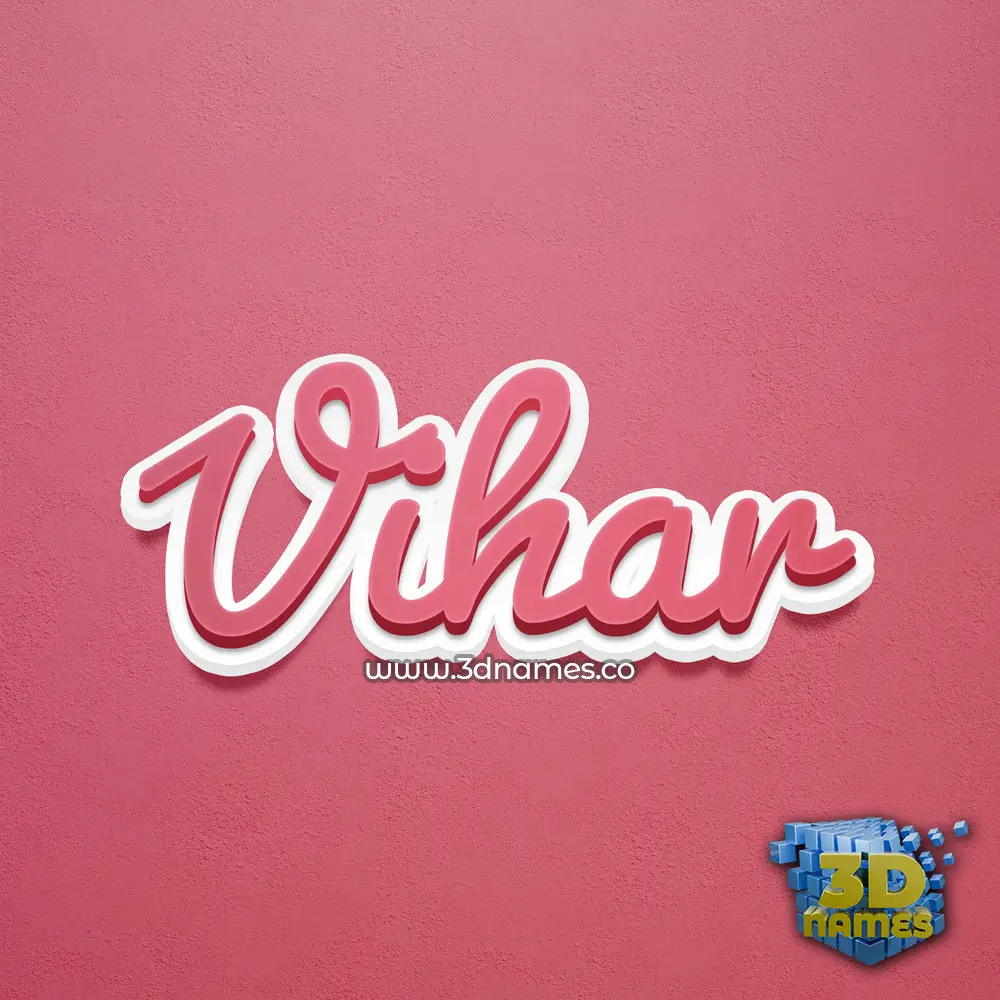 vihar in Red Scribble style - 3D name wallpaper