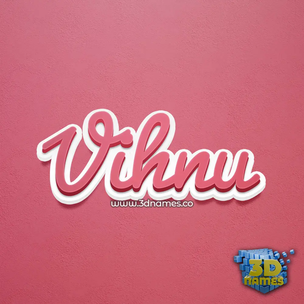 vihnu in Red Scribble style - 3D name wallpaper