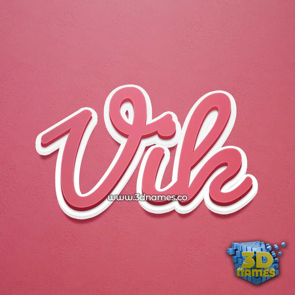 vik in Red Scribble style - 3D name wallpaper