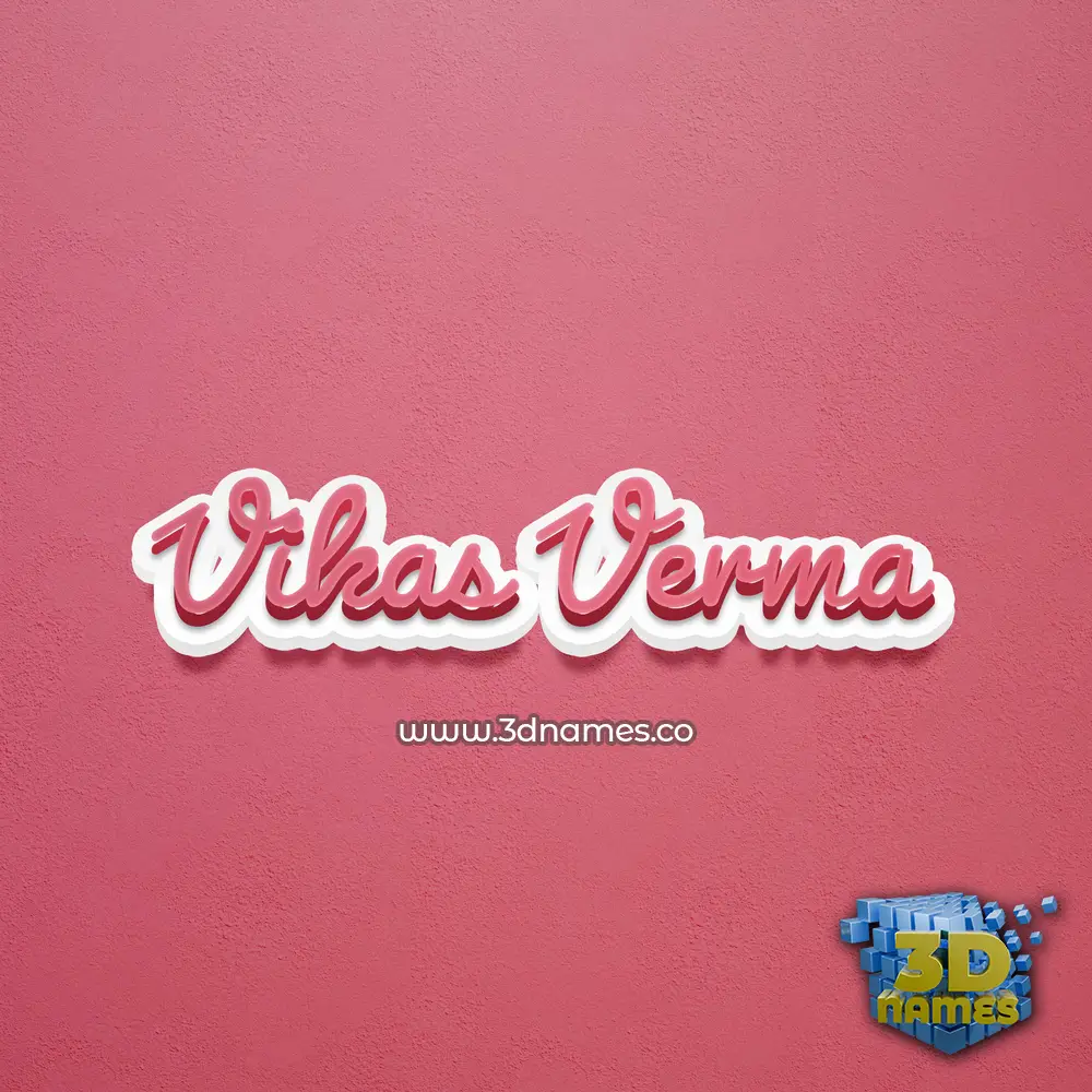 vikas verma in Red Scribble style - 3D name wallpaper