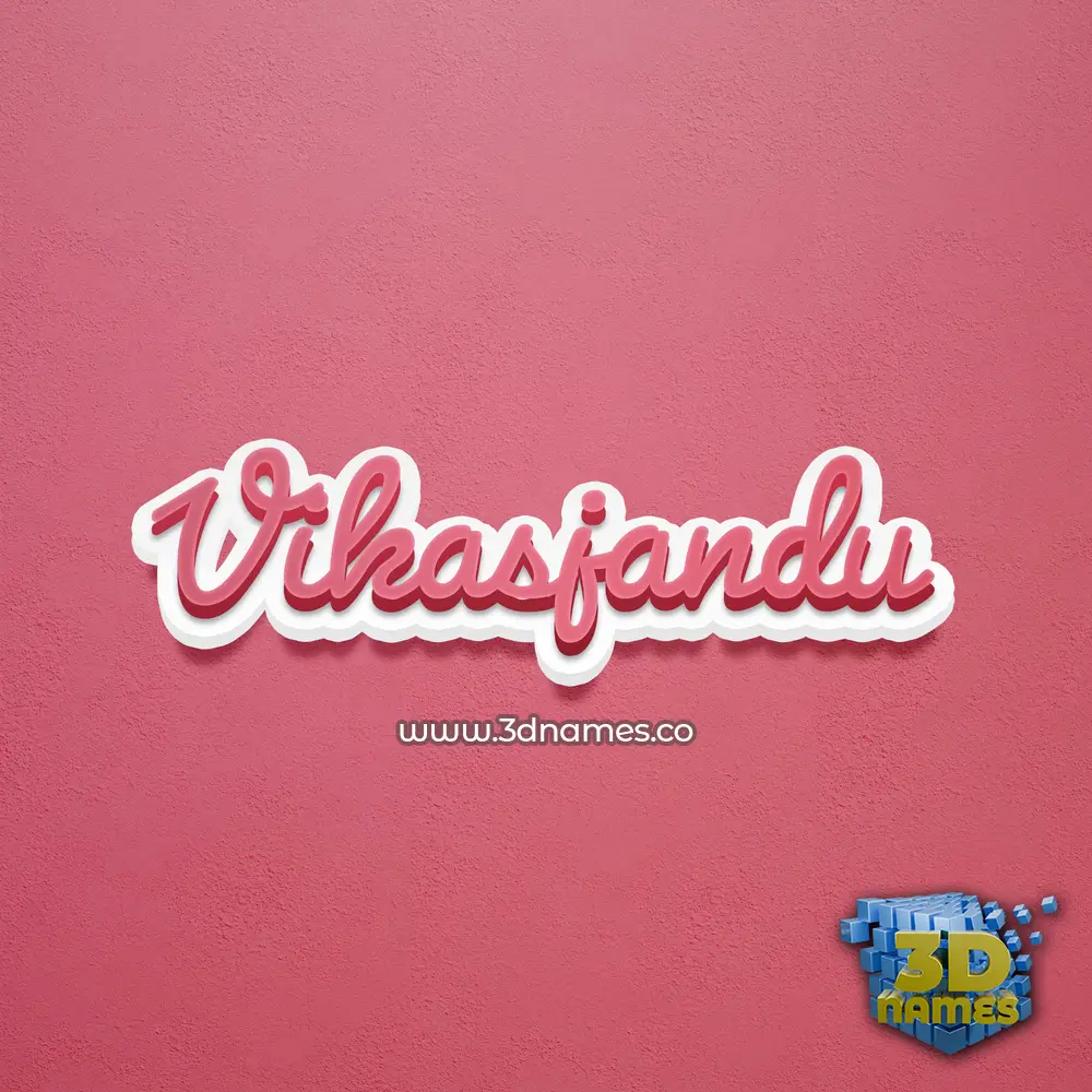 vikasjandu in Red Scribble style - 3D name wallpaper