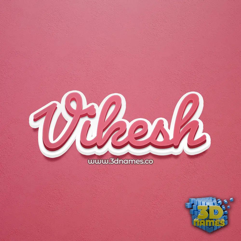 vikesh in Red Scribble style - 3D name wallpaper
