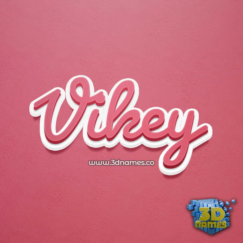 vikey in Red Scribble style - 3D name wallpaper