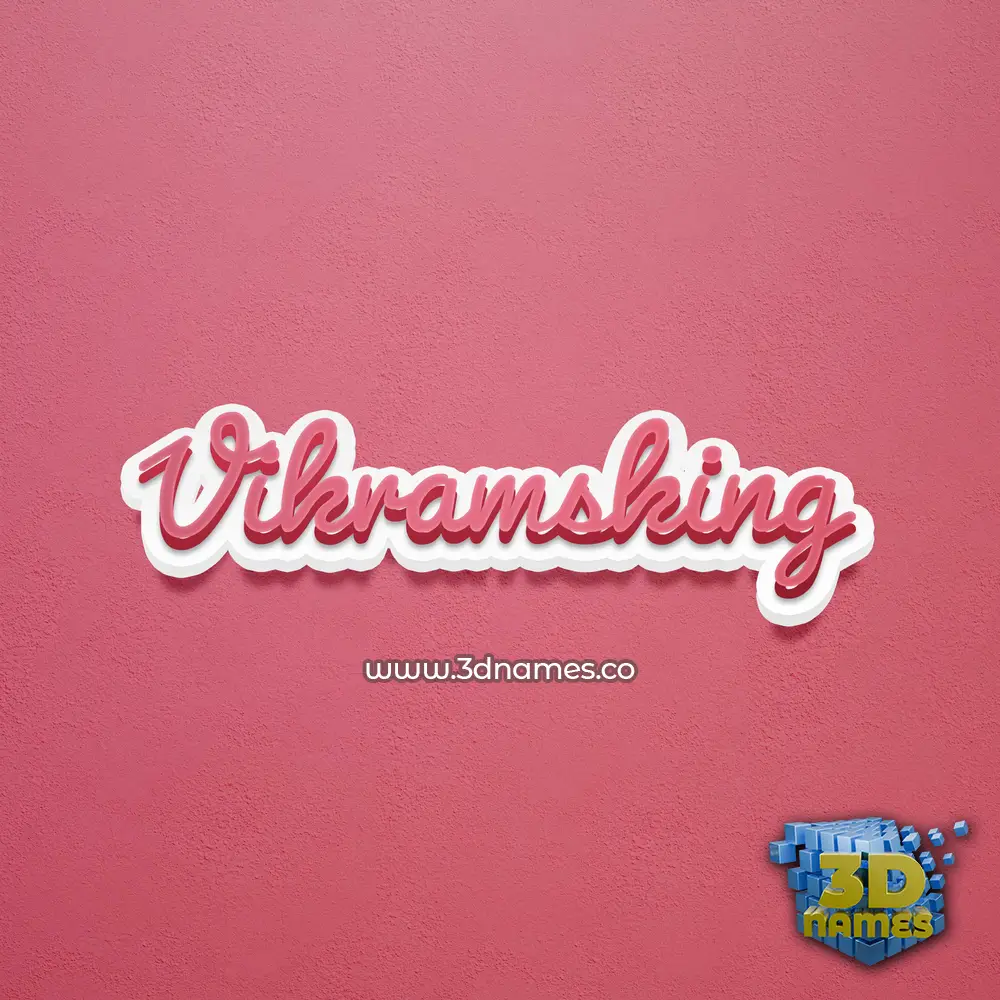 vikramsking in Red Scribble style - 3D name wallpaper