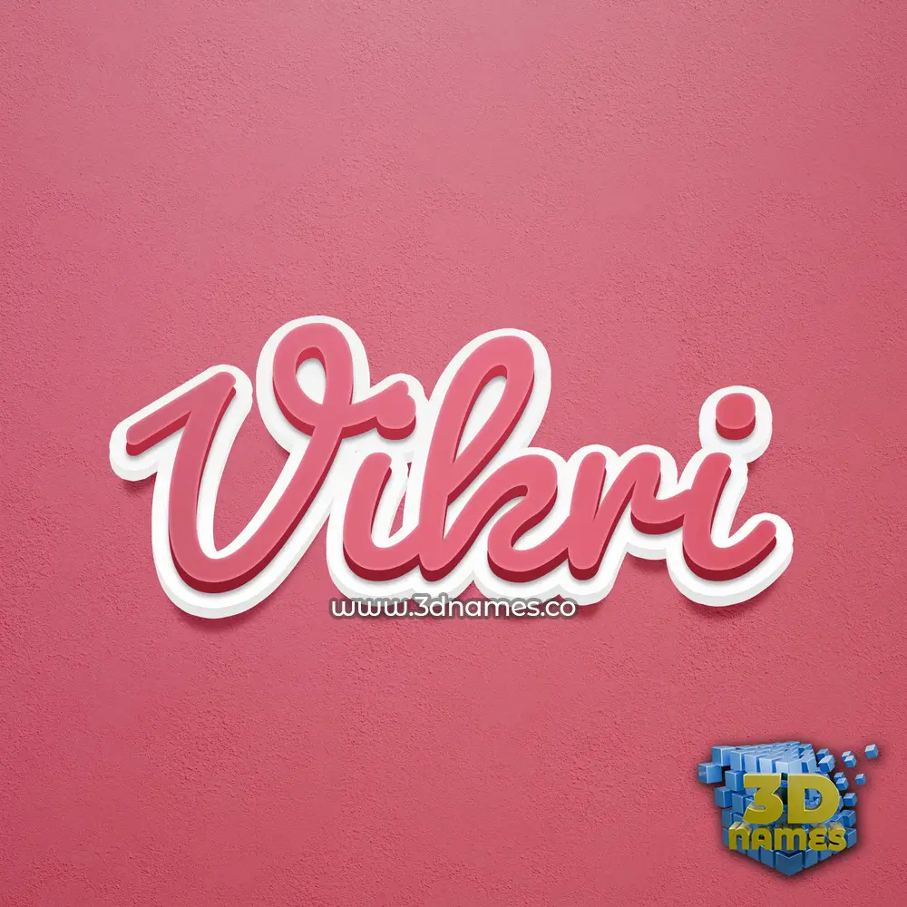 vikri in Red Scribble style - 3D name wallpaper