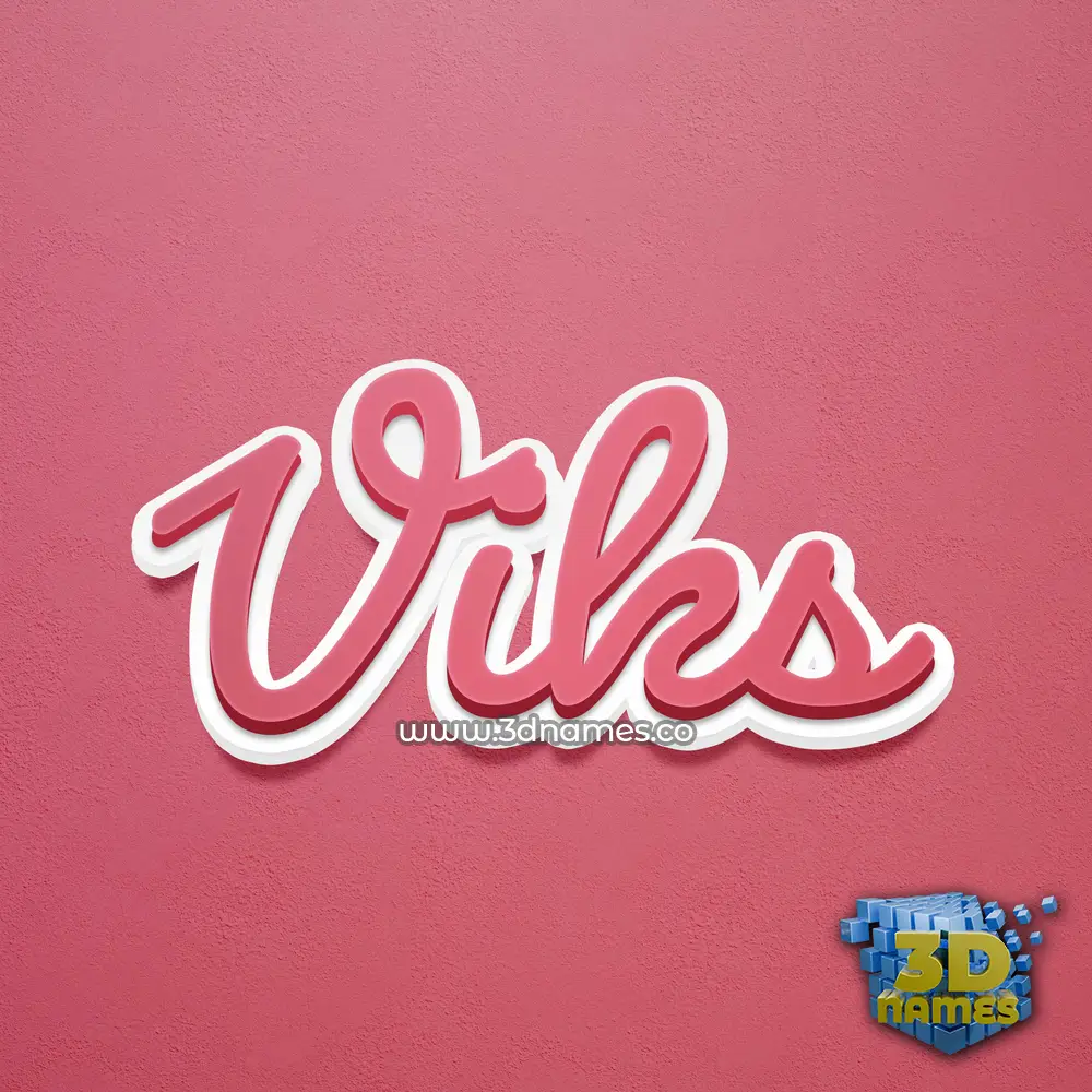 viks in Red Scribble style - 3D name wallpaper