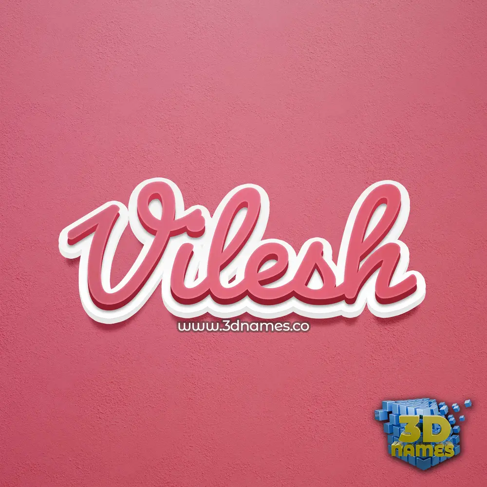 vilesh in Red Scribble style - 3D name wallpaper