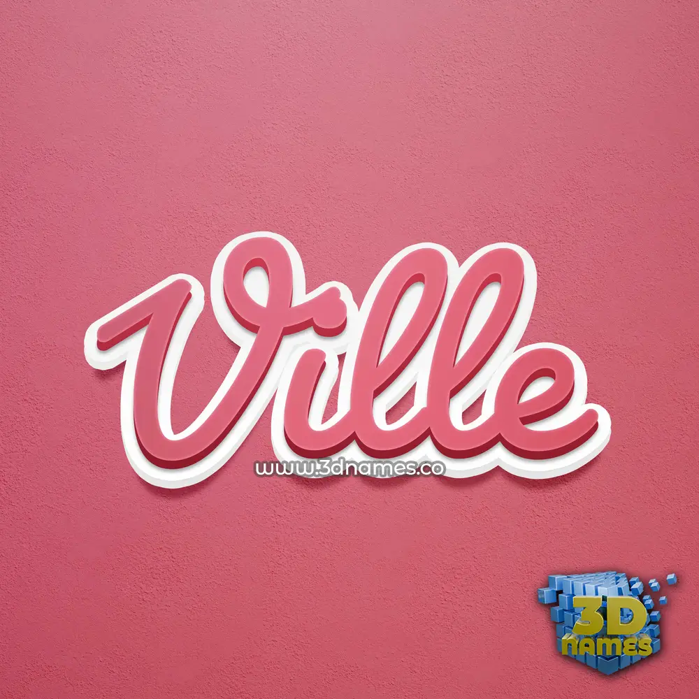 ville in Red Scribble style - 3D name wallpaper