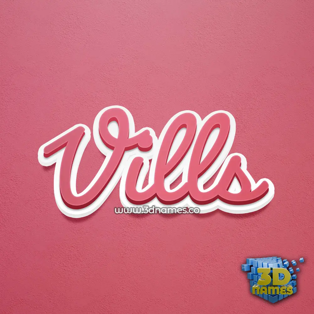 vills in Red Scribble style - 3D name wallpaper