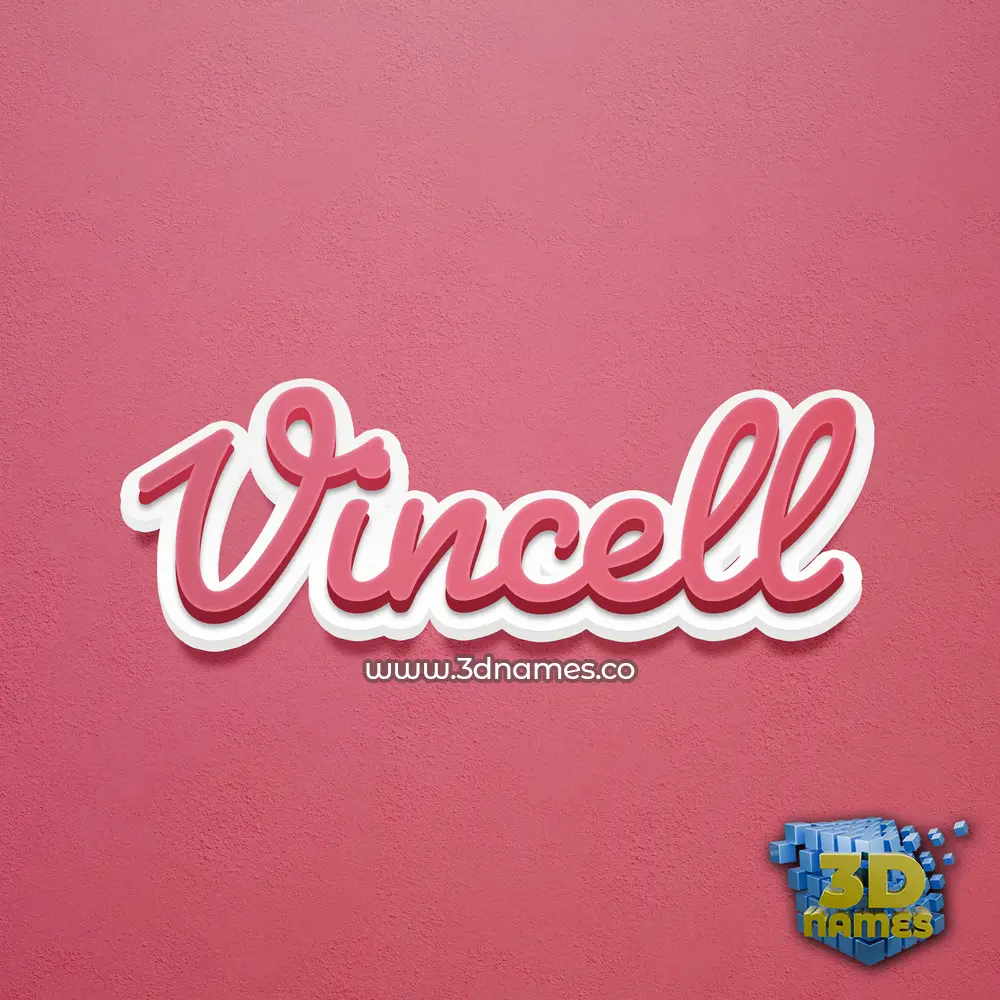 vincell in Red Scribble style - 3D name wallpaper