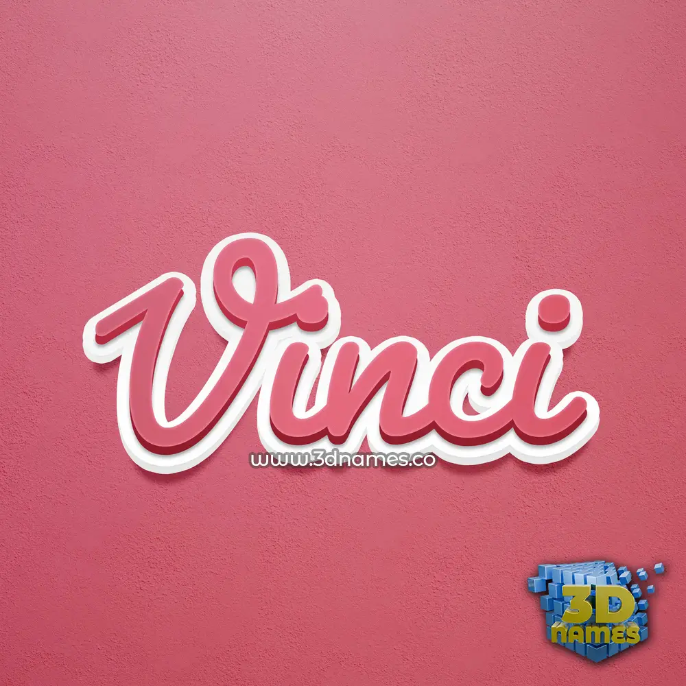 vinci in Red Scribble style - 3D name wallpaper