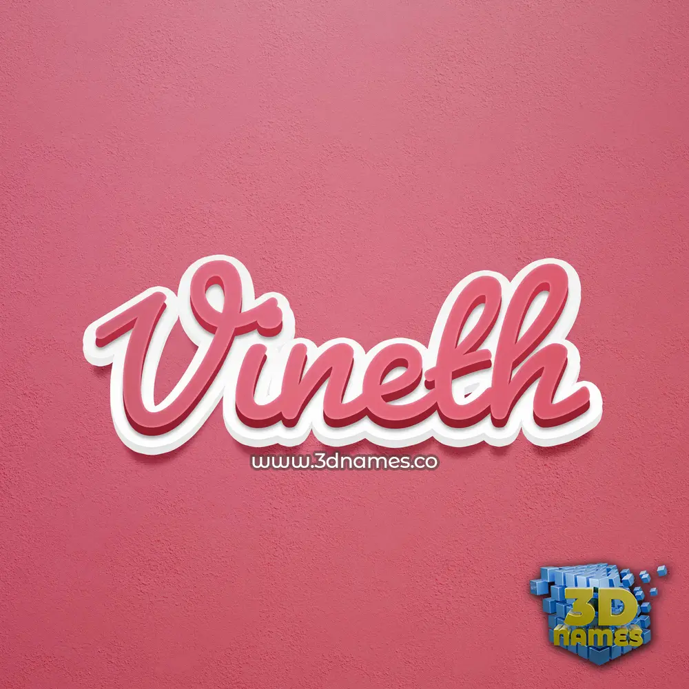 vineth in Red Scribble style - 3D name wallpaper