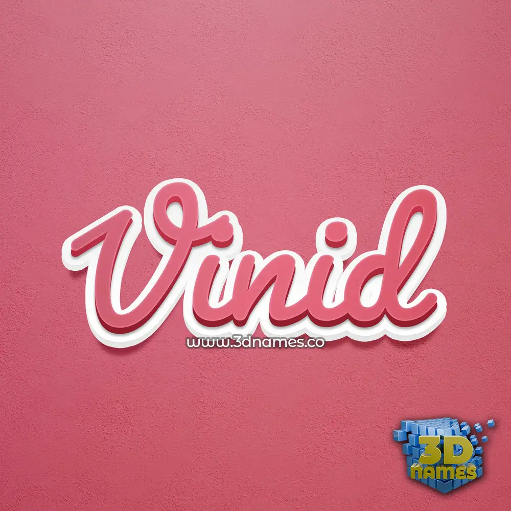 vinid in Red Scribble style - 3D name wallpaper