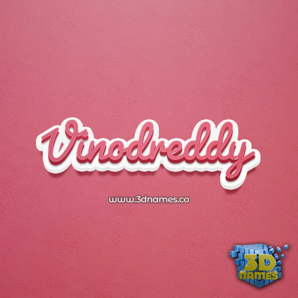 vinodreddy in Red Scribble style - 3D name wallpaper