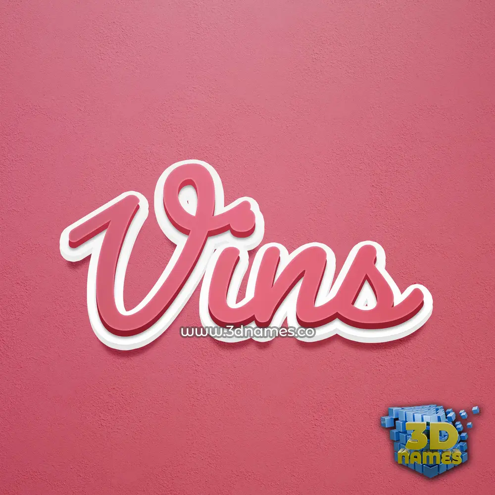 vins in Red Scribble style - 3D name wallpaper