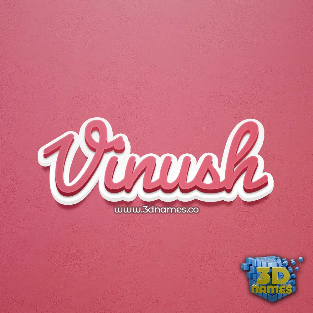 vinush in Red Scribble style - 3D name wallpaper