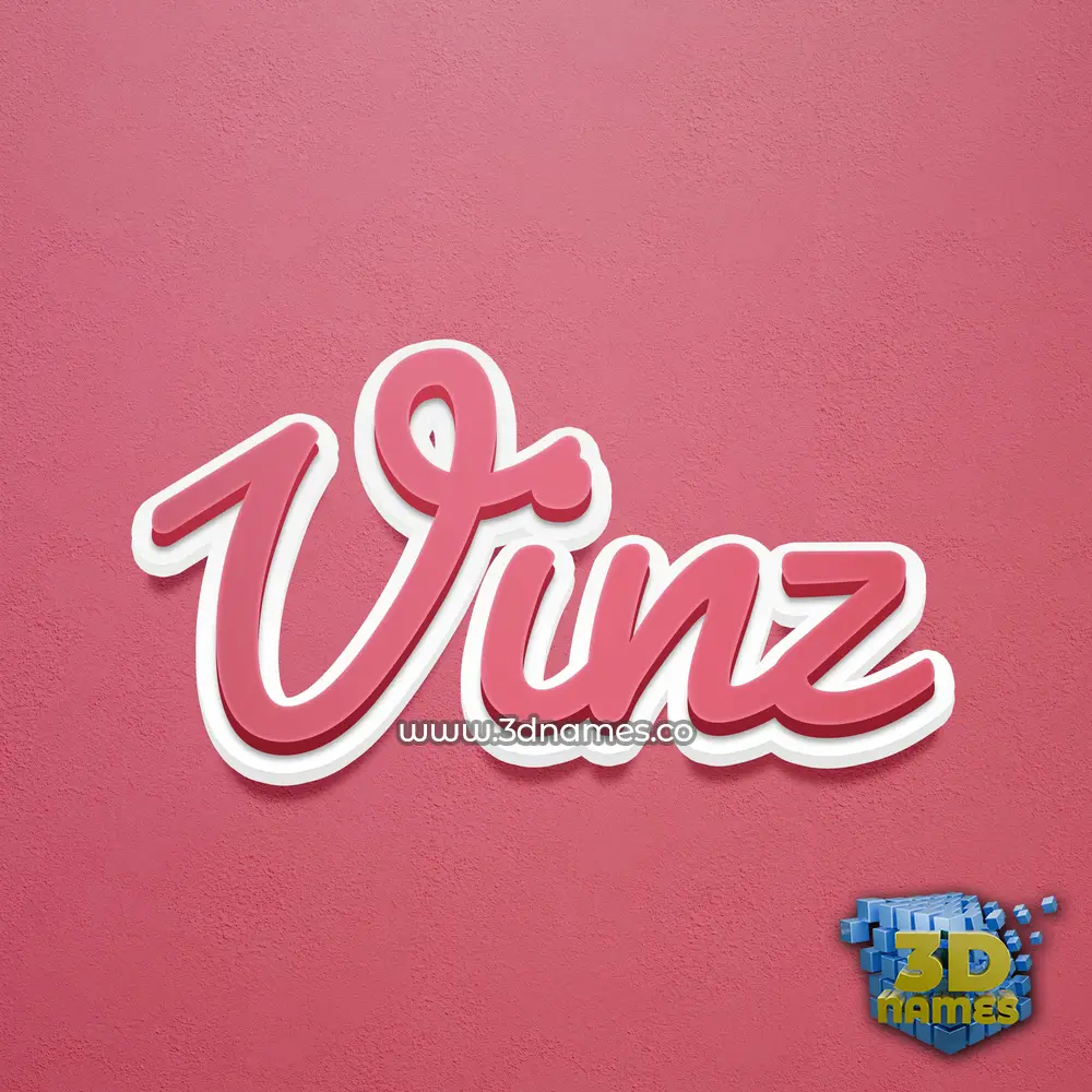vinz in Red Scribble style - 3D name wallpaper