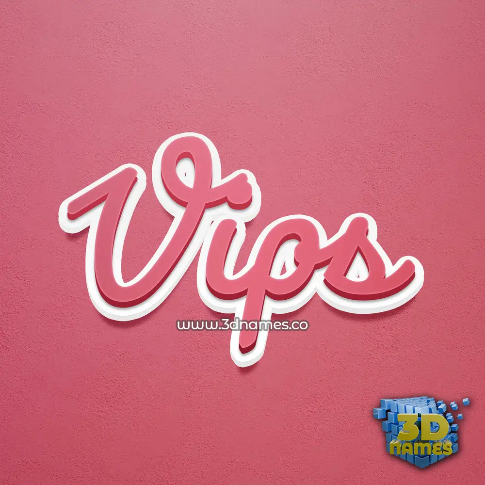 vips in Red Scribble style - 3D name wallpaper