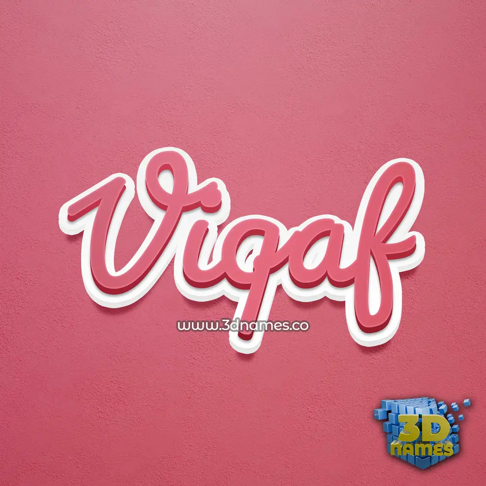 viqaf in Red Scribble style - 3D name wallpaper