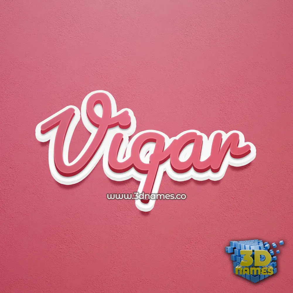 viqar in Red Scribble style - 3D name wallpaper