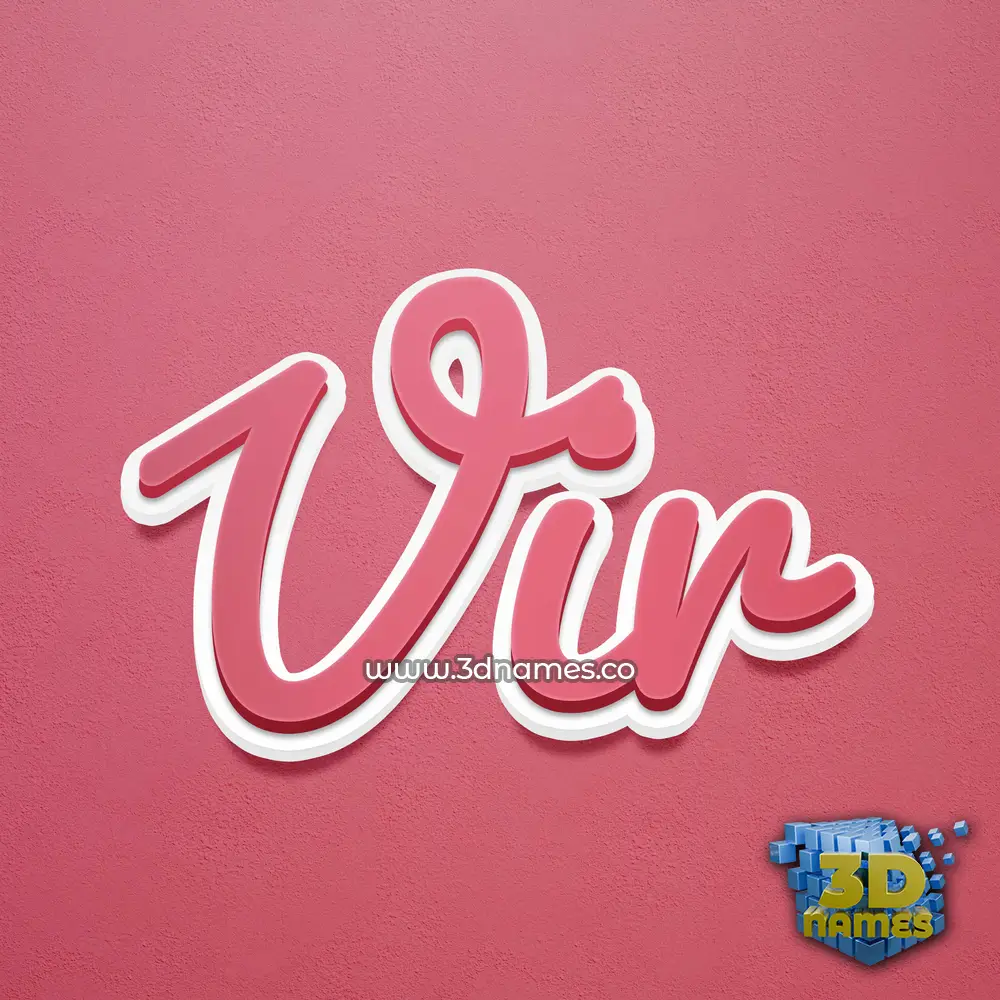 vir in Red Scribble style - 3D name wallpaper