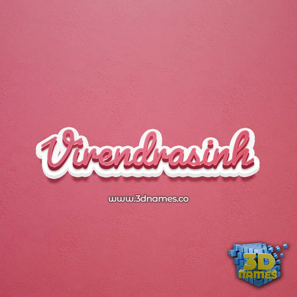 virendrasinh in Red Scribble style - 3D name wallpaper