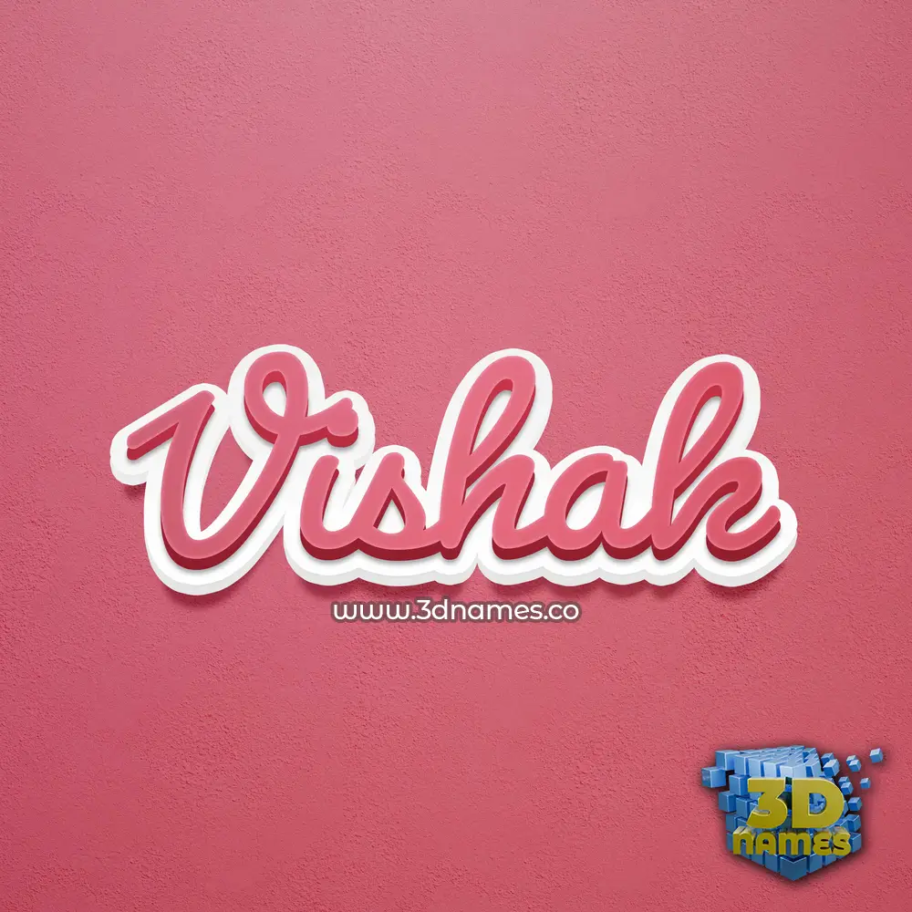 vishak in Red Scribble style - 3D name wallpaper