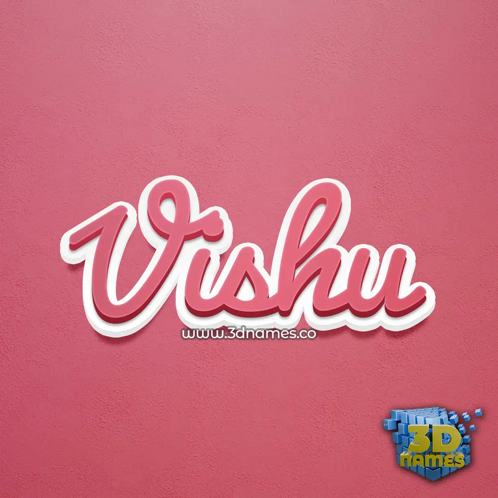 vishu in Red Scribble style - 3D name wallpaper